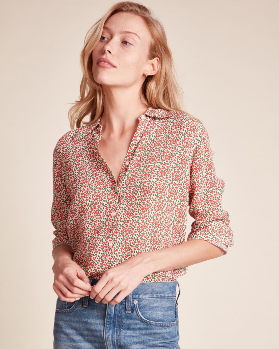 Women Trovata Shirts & Tops | Trovata Jacquelin Shirt Carmine Ditsy