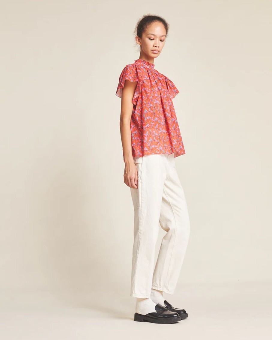 Women Trovata Shirts & Tops | Trovata Carla Highneck Shirt Pointsetta