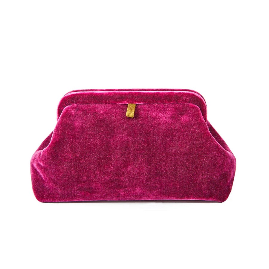Women Marian Paquette Bags | Marian Paquette Liette Velvet Clutch Magenta