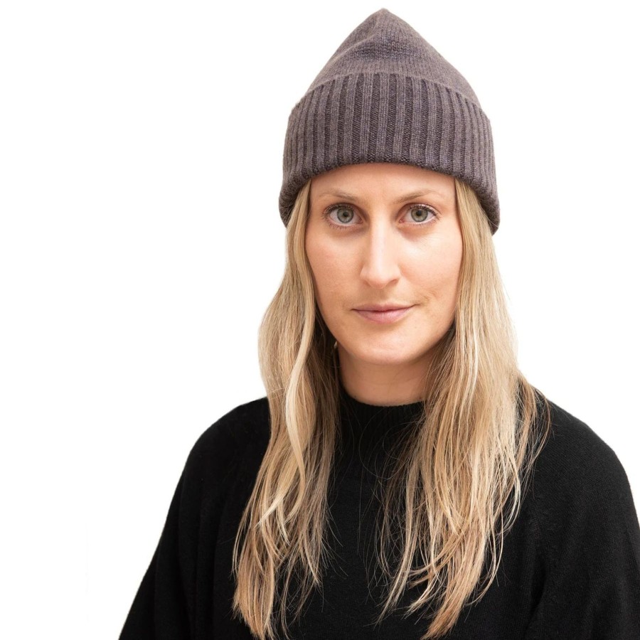 Women Meg Cohen Hats | Meg Cohen Cashmere Flat Hat Heather Brown