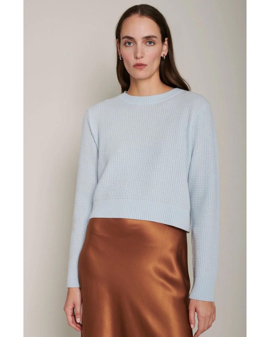 Women Organic by John Patrick Sweaters | Organic By John Patrick Cora Cashmere Thermal Pullover Aqua